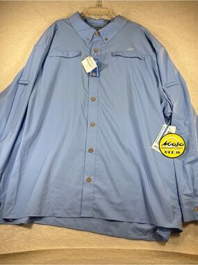 Mojo Sportswear Company Mr. Big Perf Vented LS Fishing Shirt Heron Blue 4XL NWT